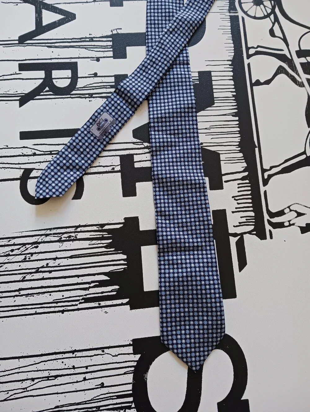 Hermes Cassette Tape Classic Blue Micro-Pattern Men’s Tie, 645870 SA, France